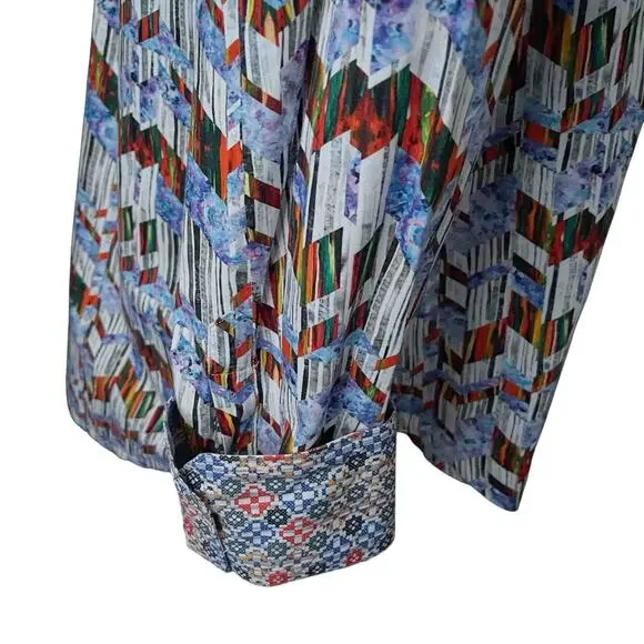 Mens Robert Graham Button Down Shirt Multicolor Abstract Chevron Cotton Size 2XL